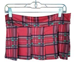 Starline Plaid pleated micro mini skirt schoolgirl red plaid sexy stretchy y2k